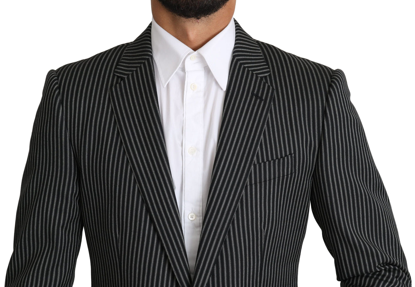 Elegant Striped Wool-Silk Two-Piece Suit