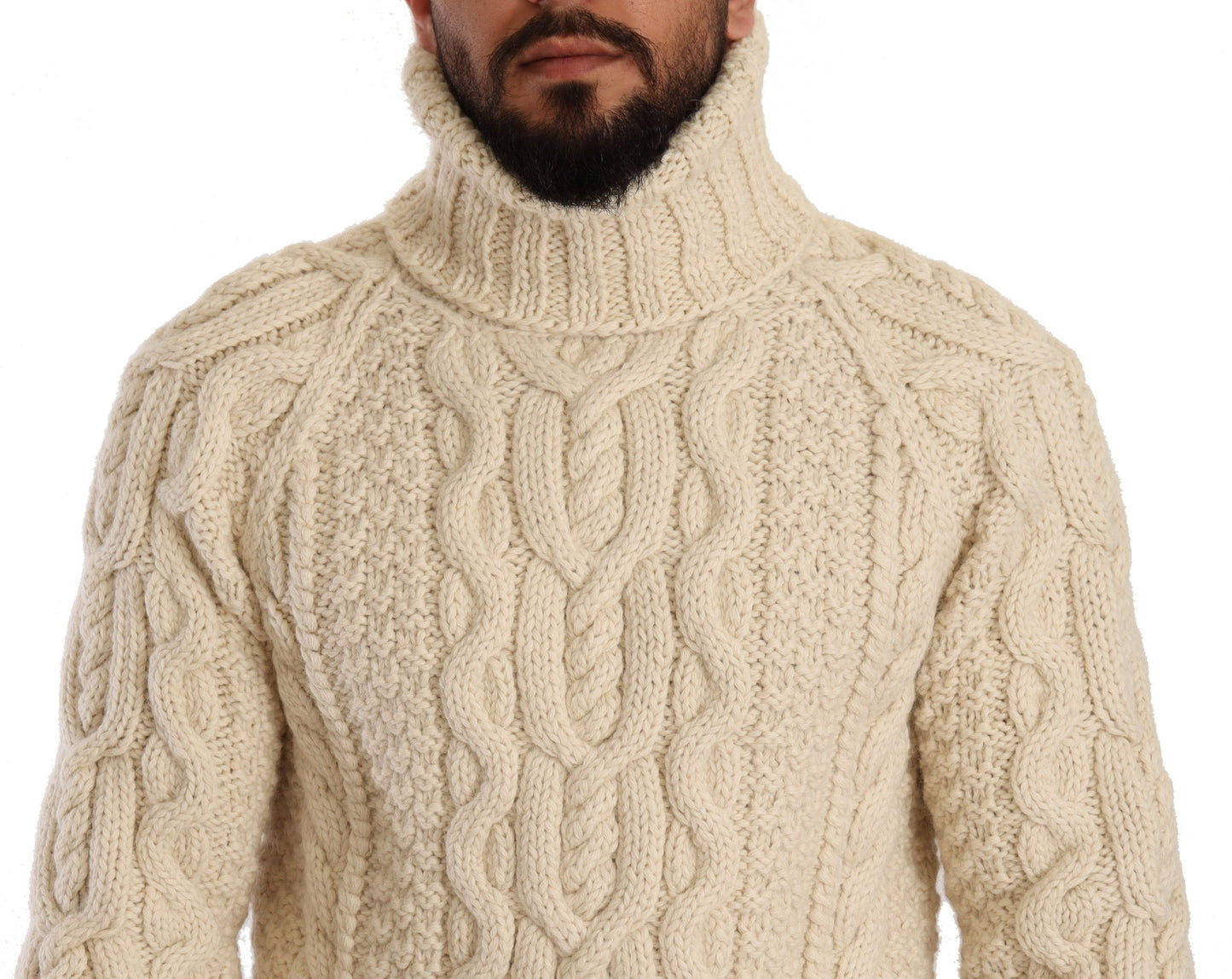 Off White Alpaca Wool Turtleneck Sweater