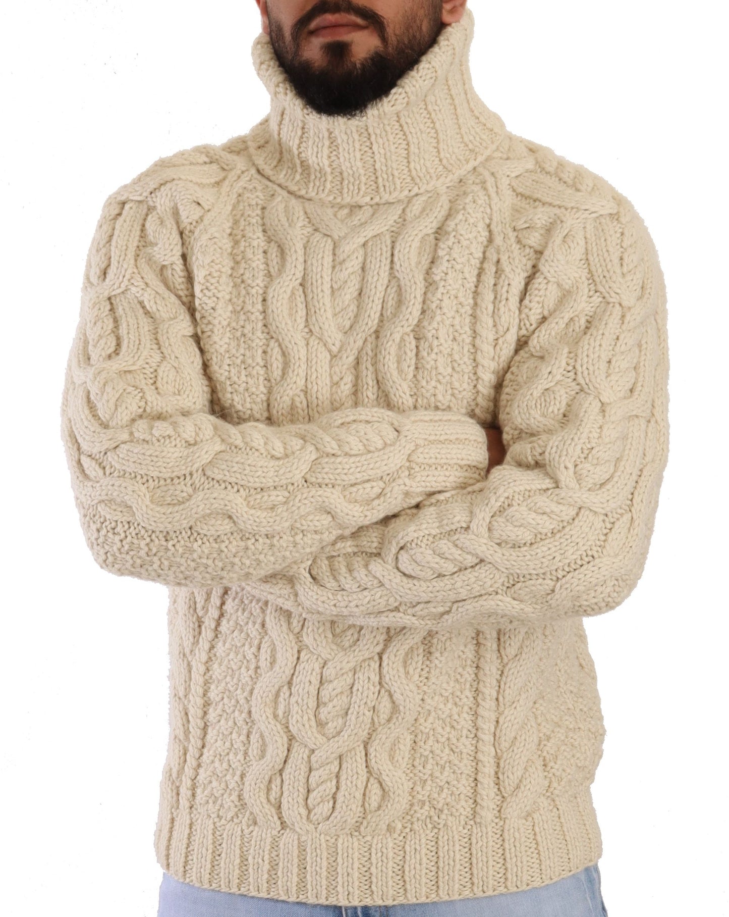 Off White Alpaca Wool Turtleneck Sweater