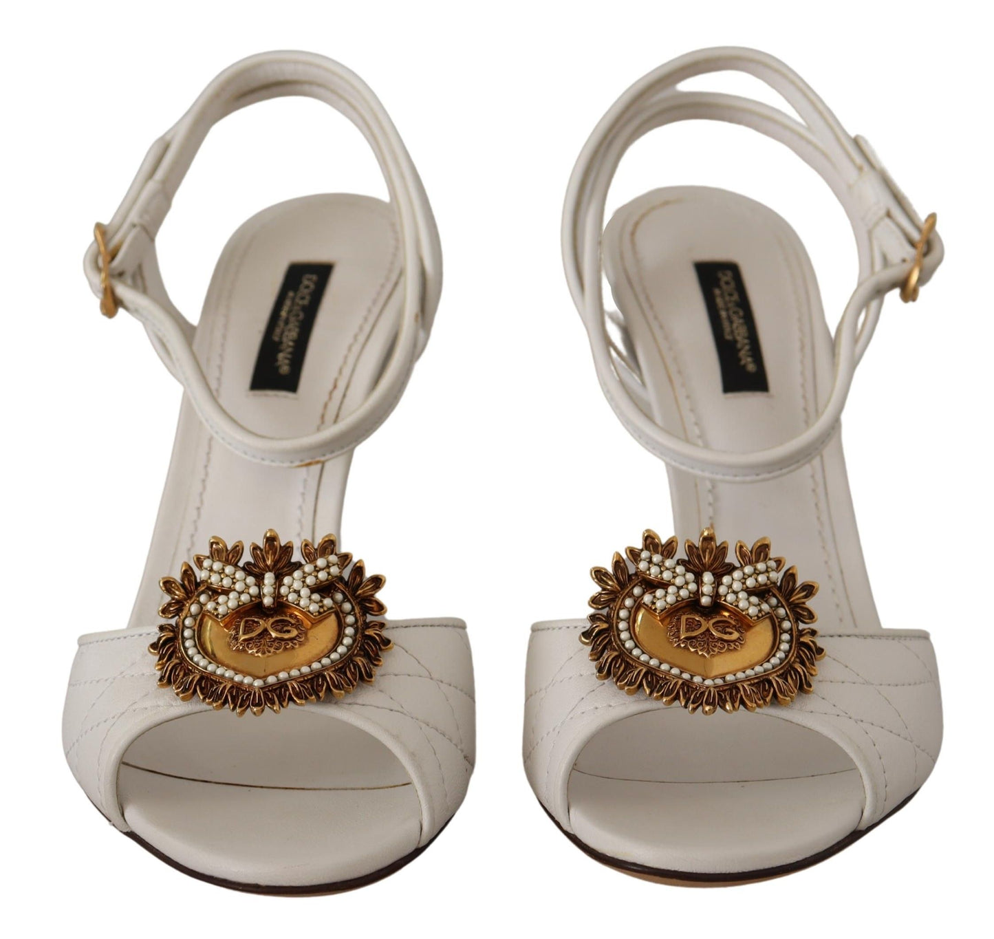 Devotion White & Gold Heeled Sandals