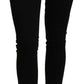 Elegant Black Mid Waist Slim Denim Jeans