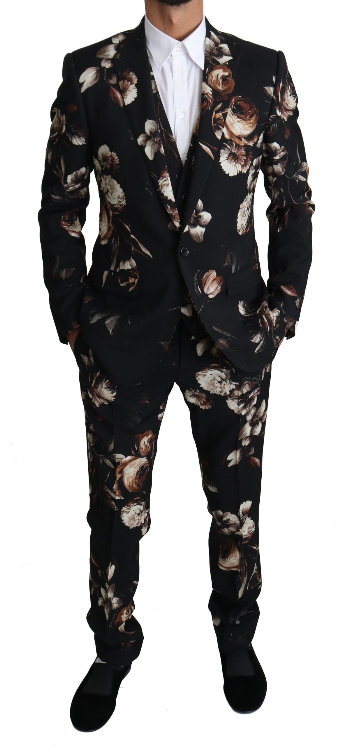 Elegant Black Floral Martini Suit