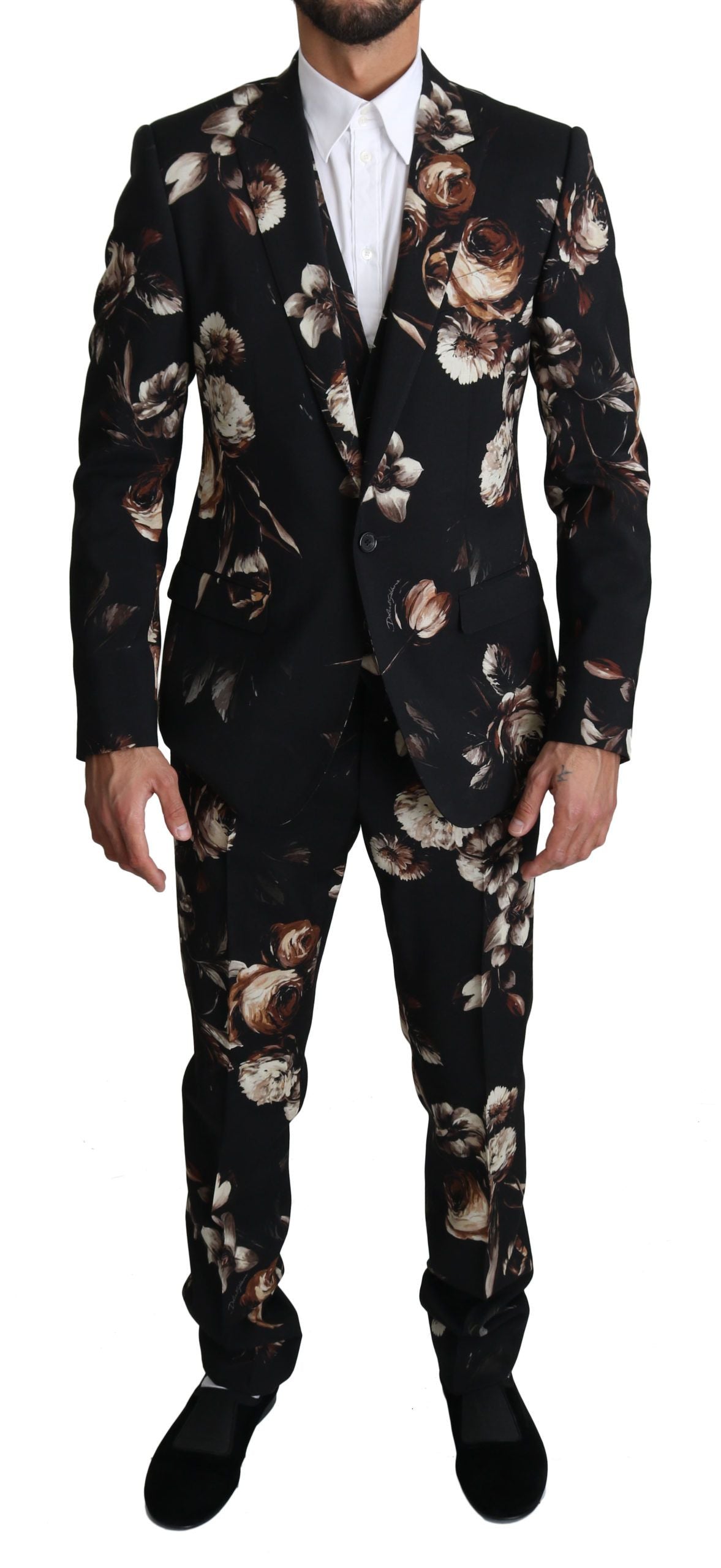 Elegant Black Floral Martini Suit