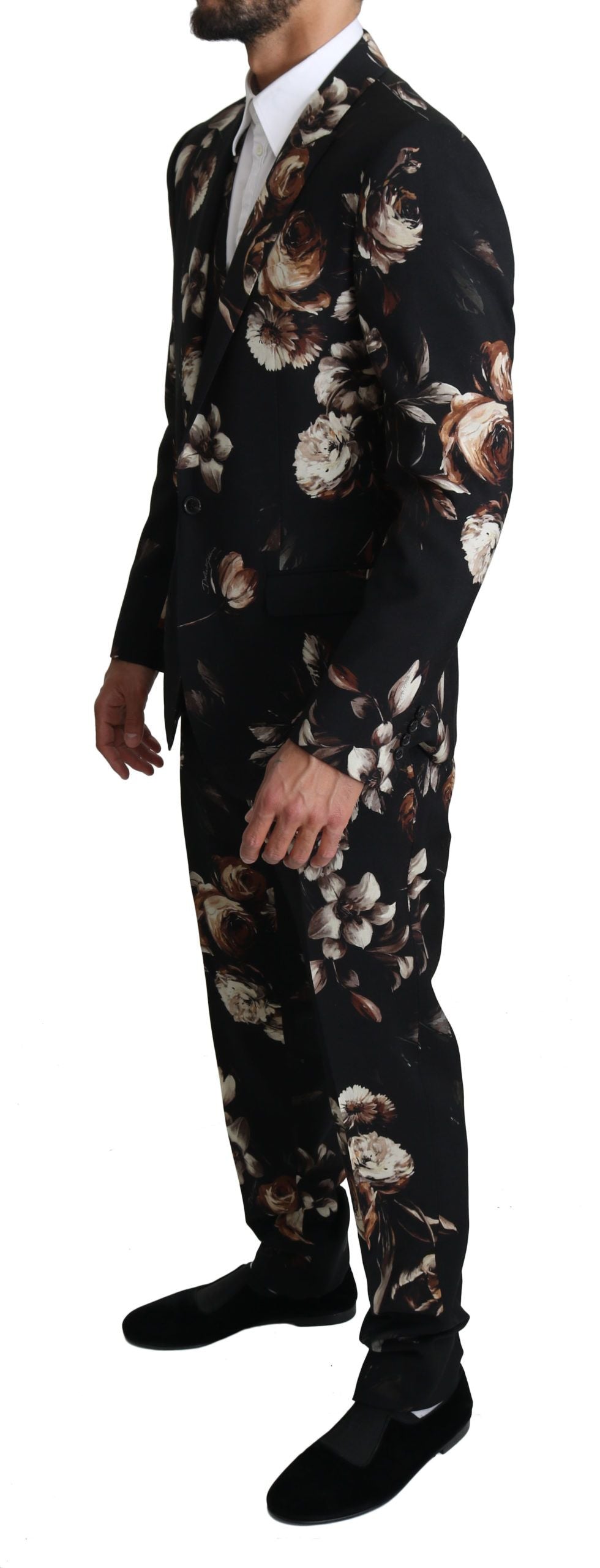 Elegant Black Floral Martini Suit