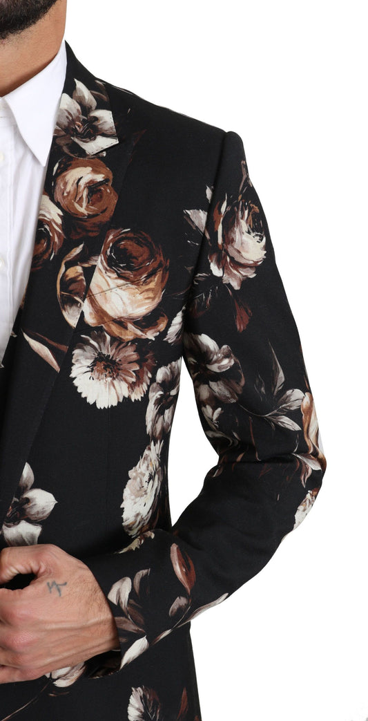 Elegant Black Floral Martini Suit