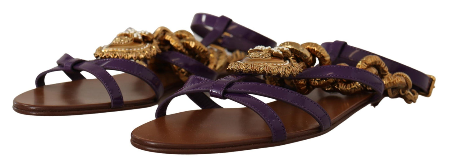 Purple Leather Devotion Flats Sandals Shoes