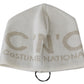 Chic White Beanie with Beige Brand Detail