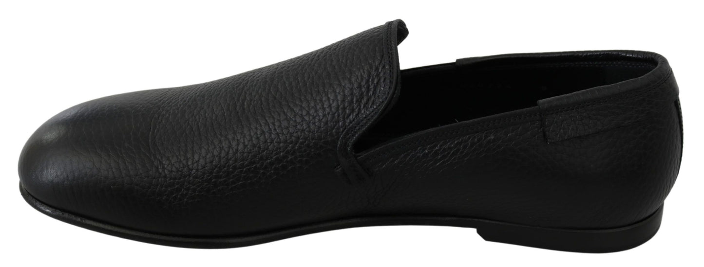 Elegant Black Leather Classic Loafers