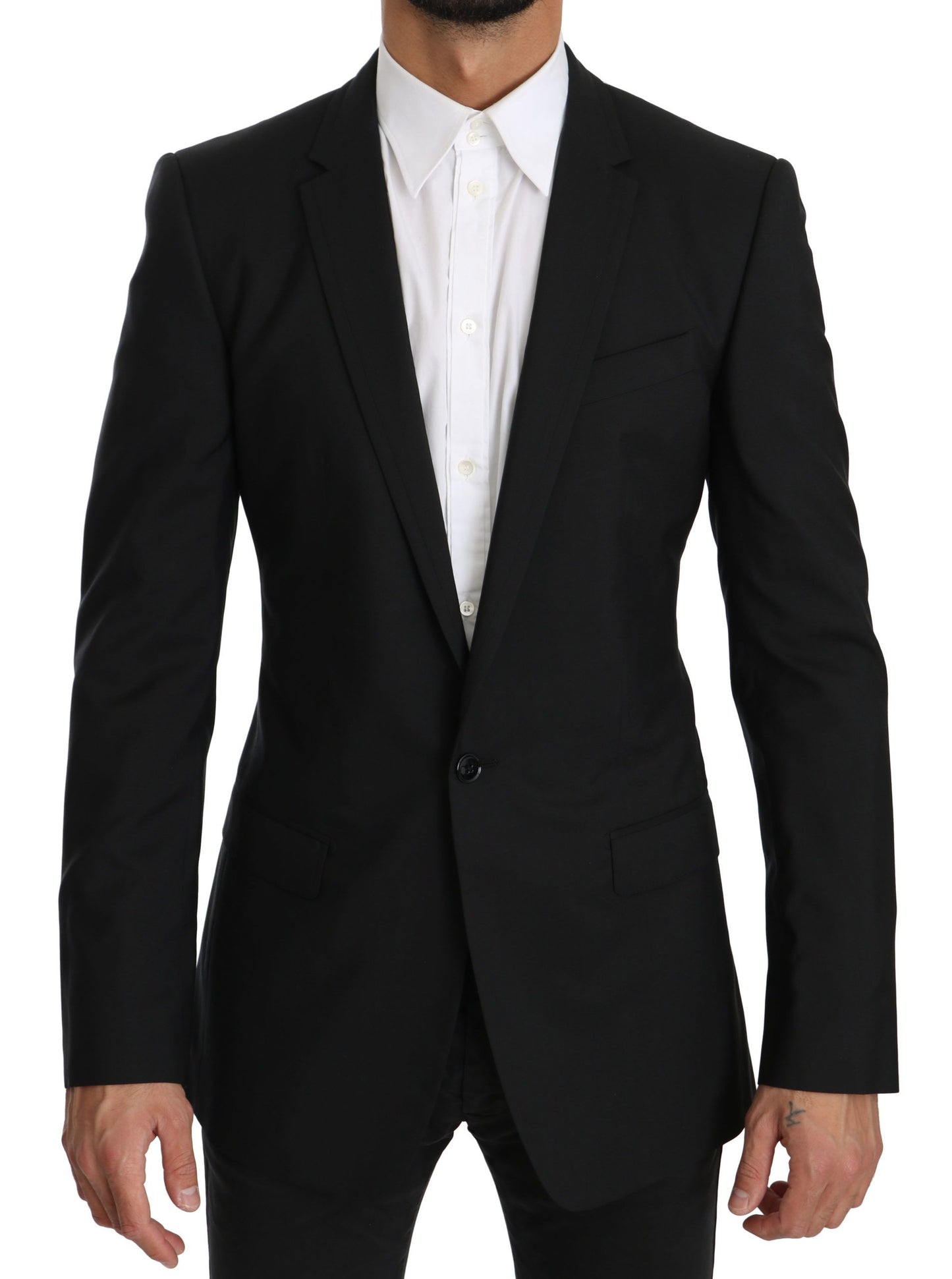 Elegant Black Silk-Wool Martini Blazer