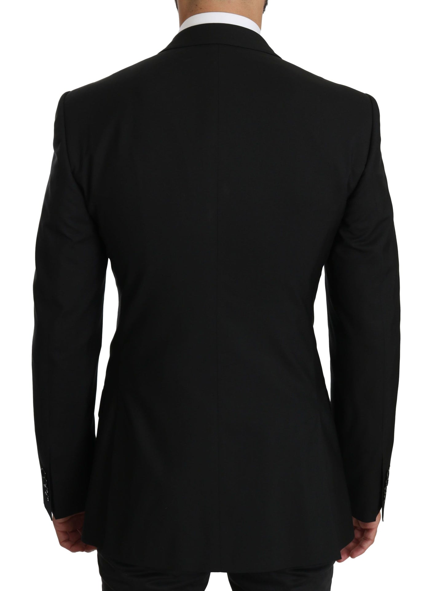 Elegant Black Silk-Wool Martini Blazer