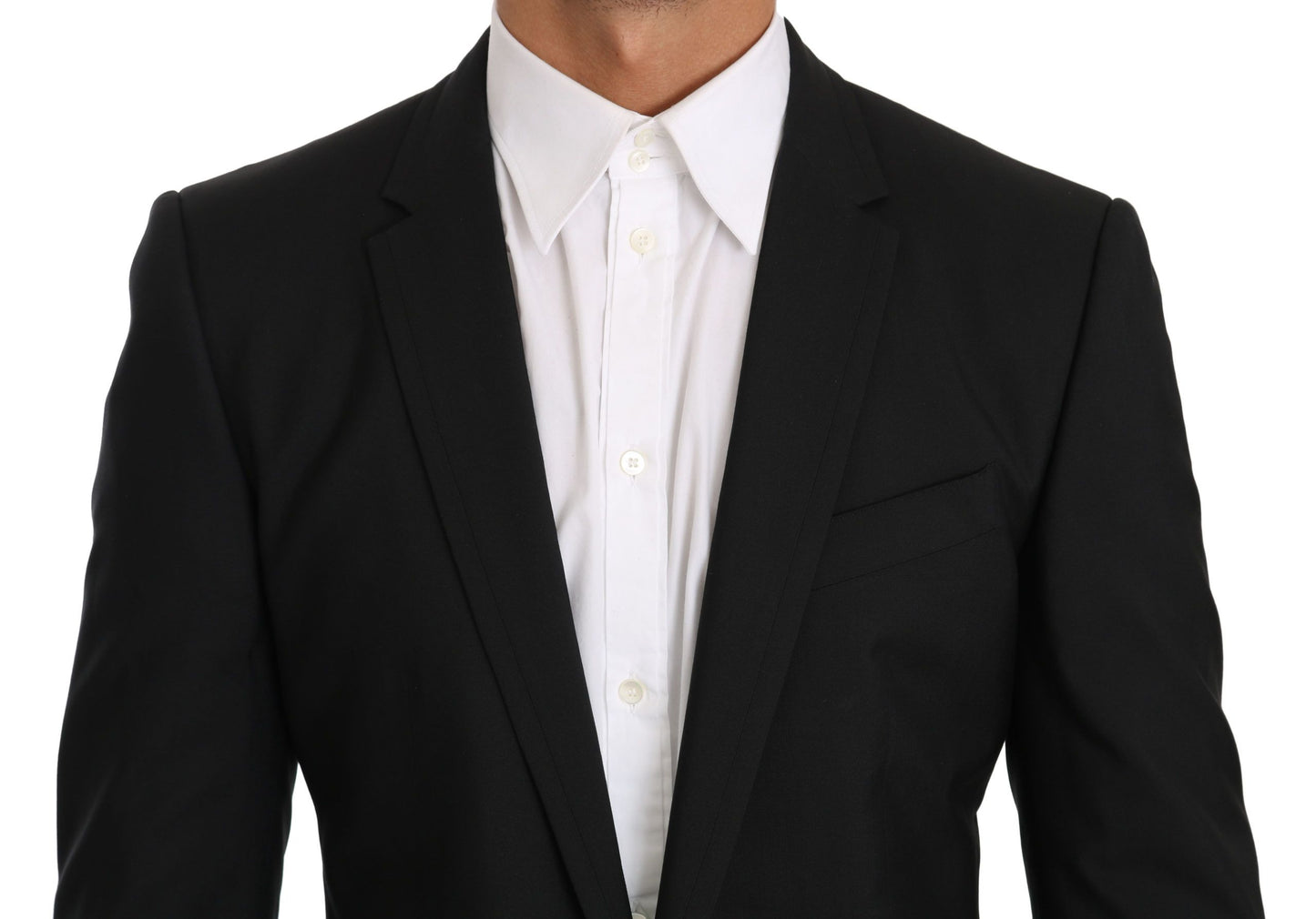 Elegant Black Silk-Wool Martini Blazer