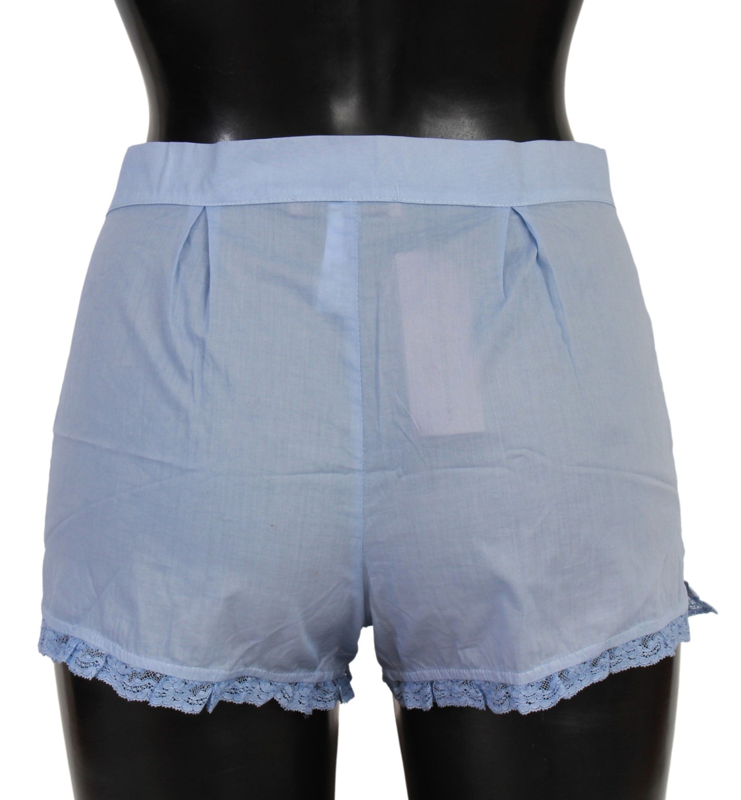 Chic Blue Lace Cotton Shorts Underwear