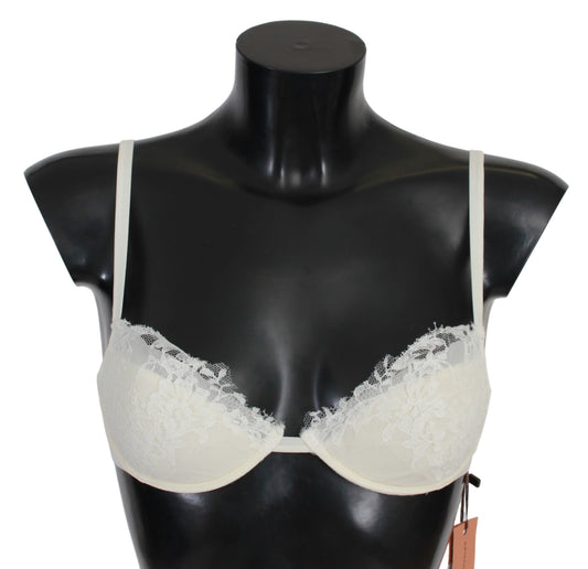 Elegant Silk Blend White Lace Bra