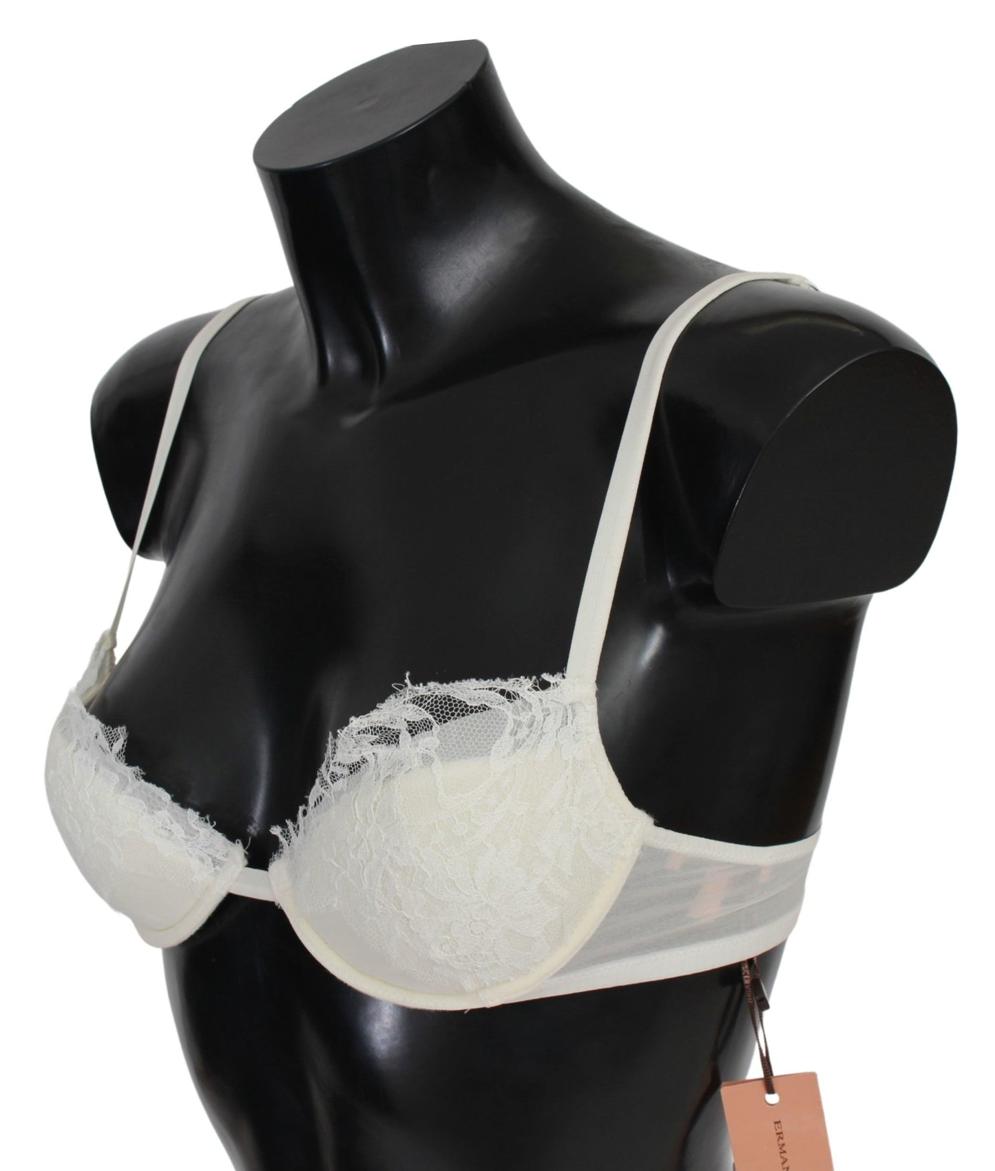 Elegant Silk Blend White Lace Bra