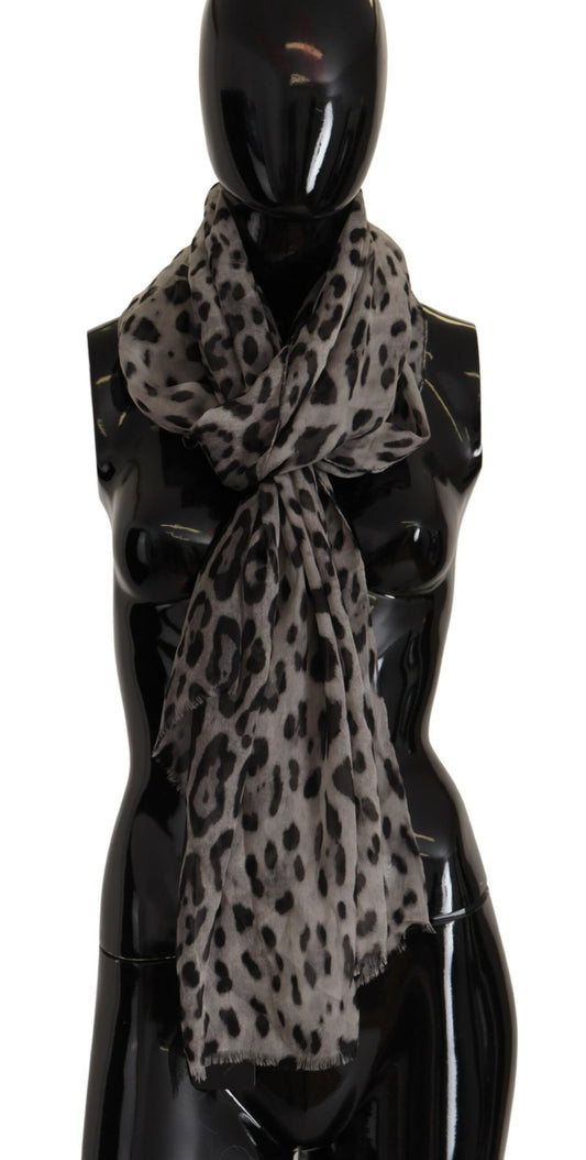 Elegant Leopard Print Silk Shawl Scarf