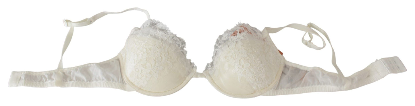 Elegant Silk Blend White Lace Bra