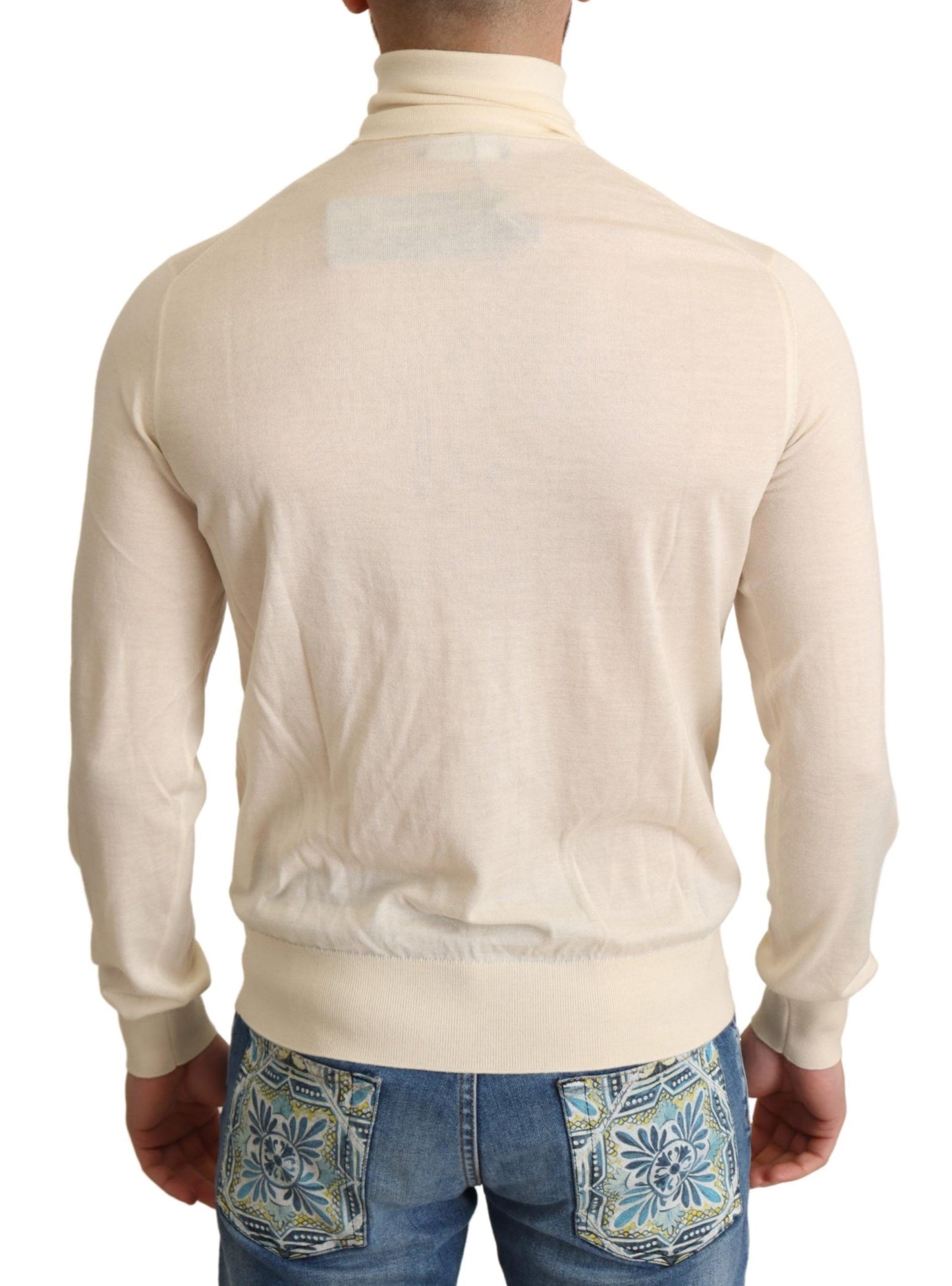 Cream Cashmere Turtleneck Pullover Sweater