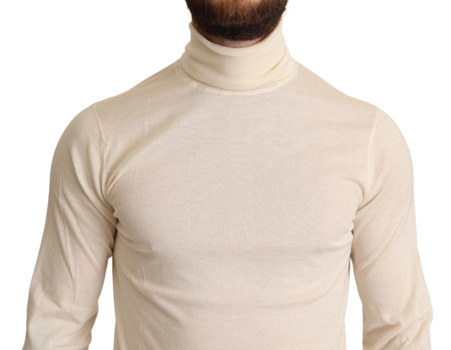 Cream Cashmere Turtleneck Pullover Sweater