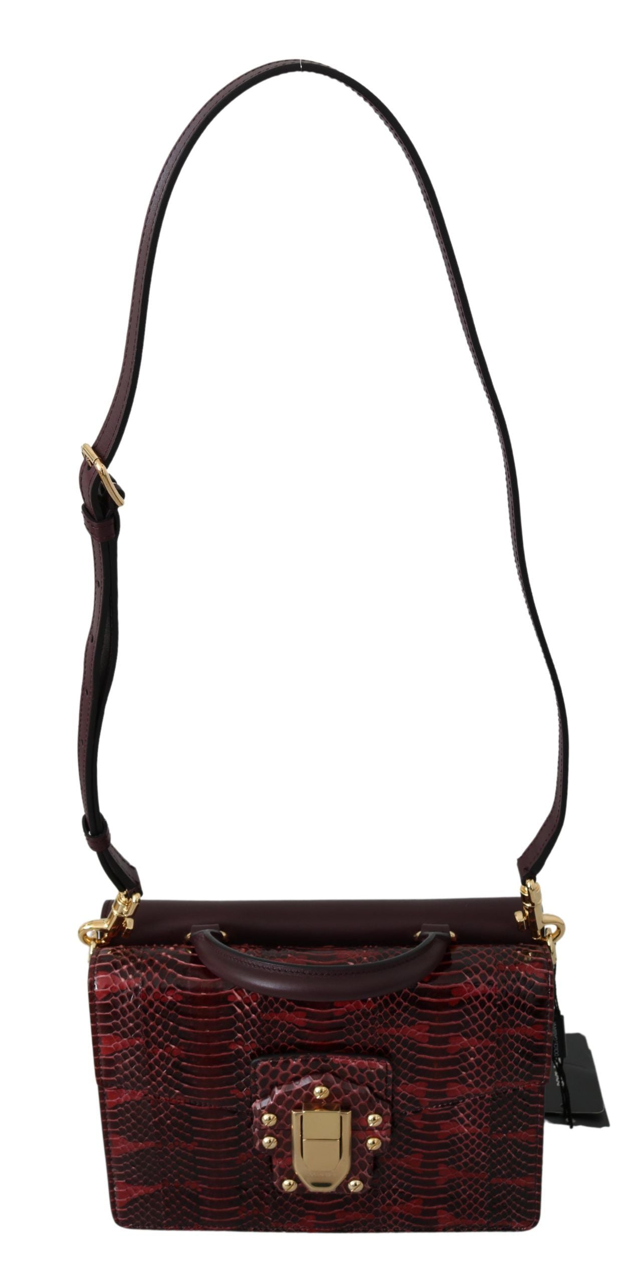 Elegant Bordeaux Serpentine Leather Bag