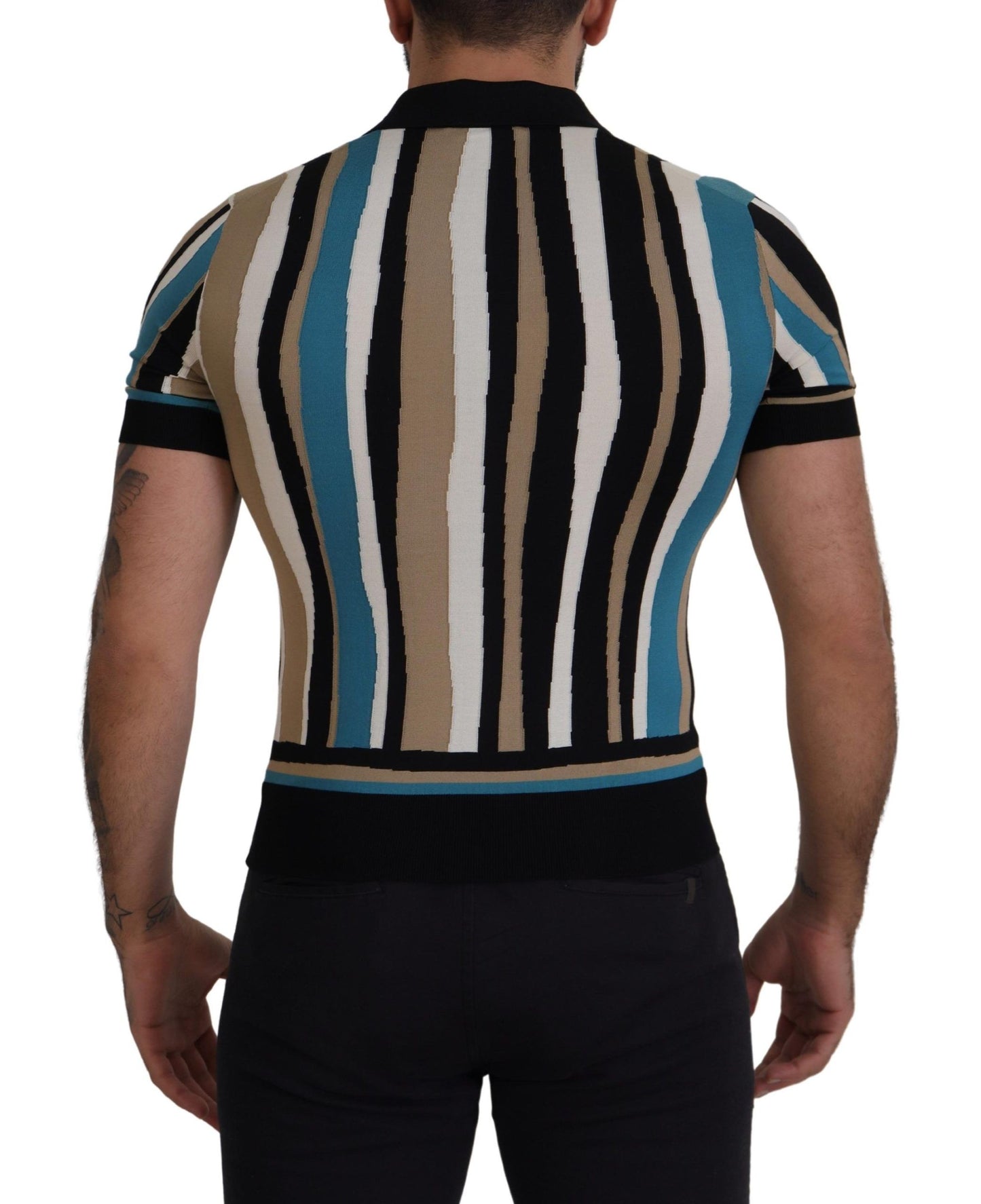 Elegant Silk Striped Polo T-Shirt