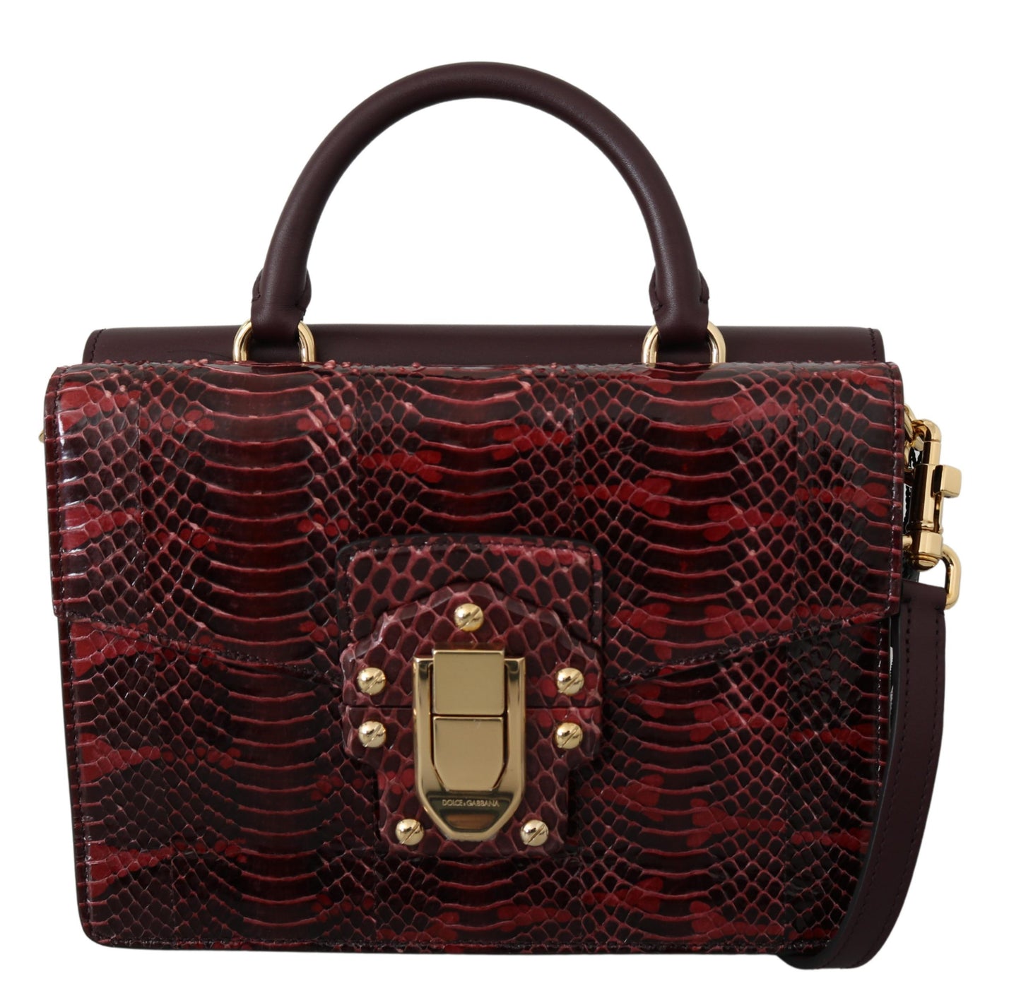 Elegant Bordeaux Serpentine Leather Bag