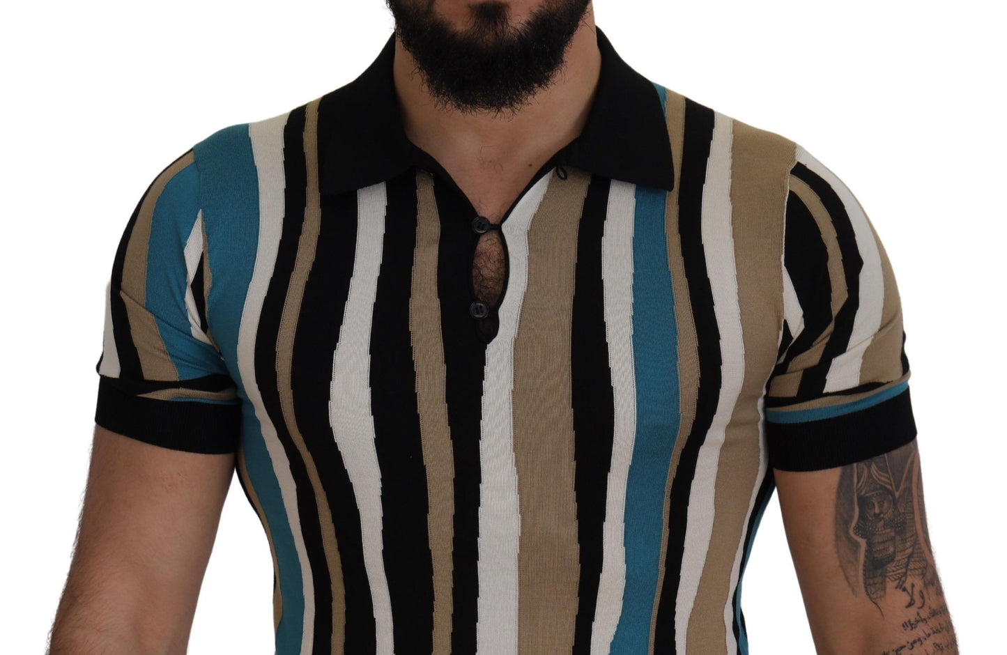 Elegant Silk Striped Polo T-Shirt