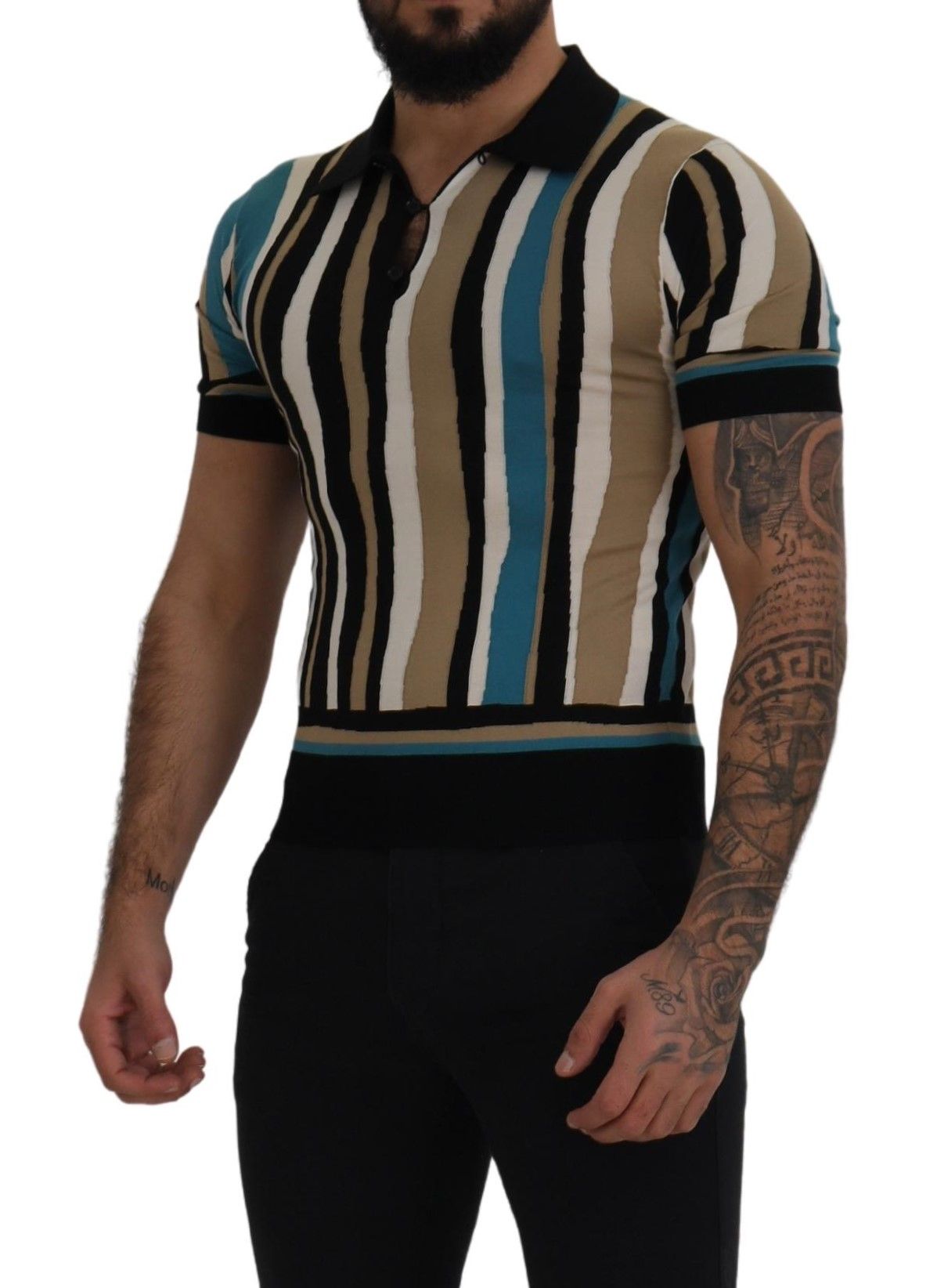 Elegant Silk Striped Polo T-Shirt