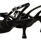 Black Patent Leather Crystal Slingbacks Shoes