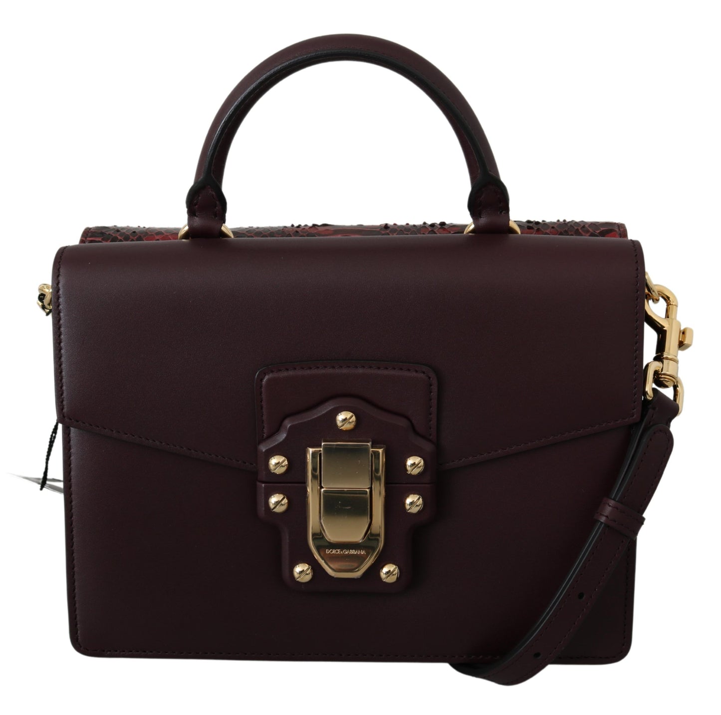 Elegant Bordeaux Serpentine Leather Bag