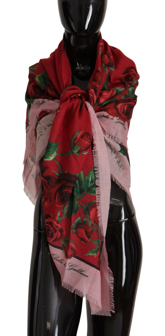 Elegant Silk-Cashmere Blend Rose Scarf