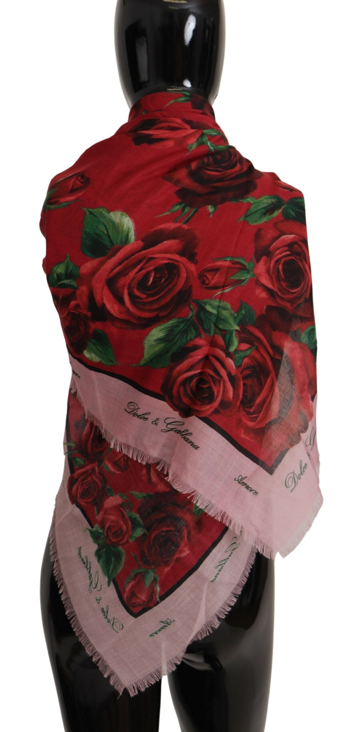 Elegant Silk-Cashmere Blend Rose Scarf