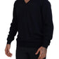 Elegant Black Cotton Pullover Sweater