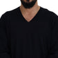 Elegant Black Cotton Pullover Sweater