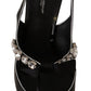 Black Patent Leather Crystal Slingbacks Shoes