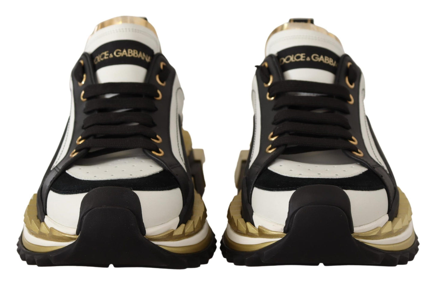 Super King Leather Sneakers - Gold, White & Black