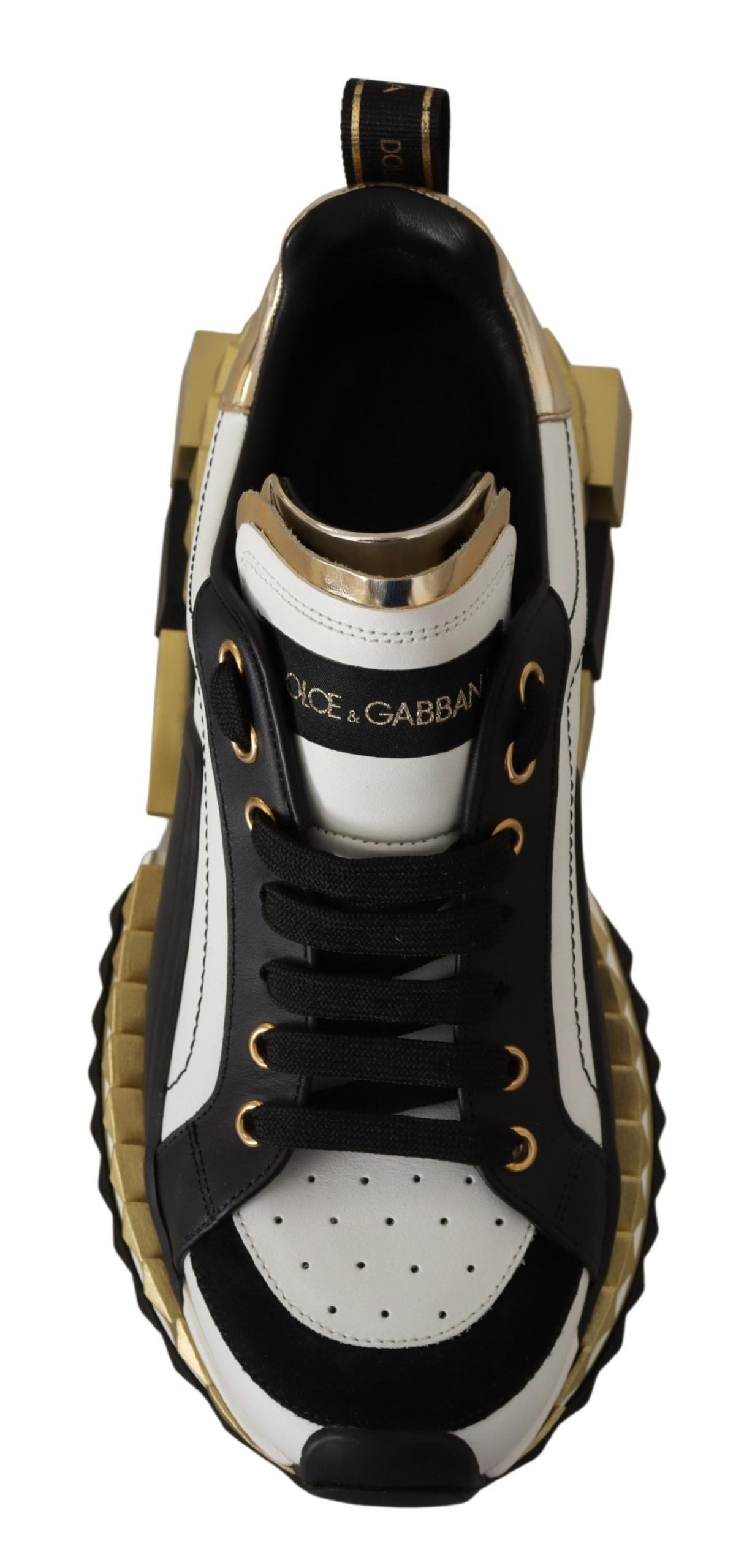 Super King Leather Sneakers - Gold, White & Black