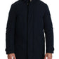 Elegant Dark Blue Long Coat Parka