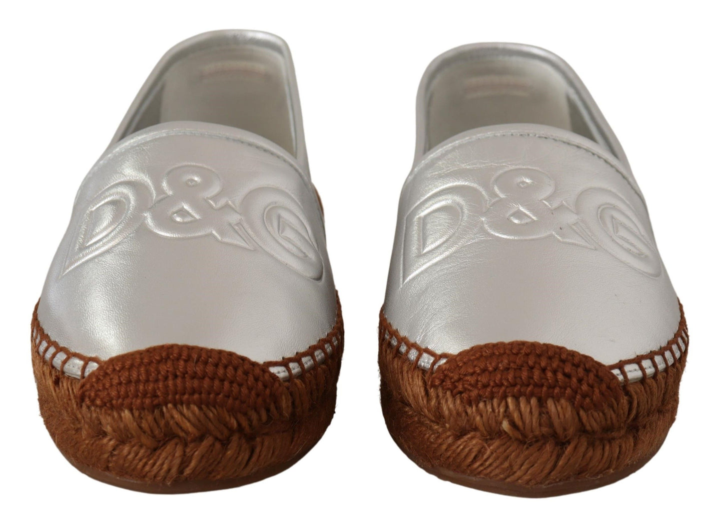 Silver Leather Flat Espadrilles