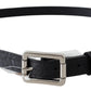 Elegant Black Leather Waist Belt with Silver-Tone Buckle