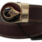 Elegant Brown Leather Belt with Logo Buckle