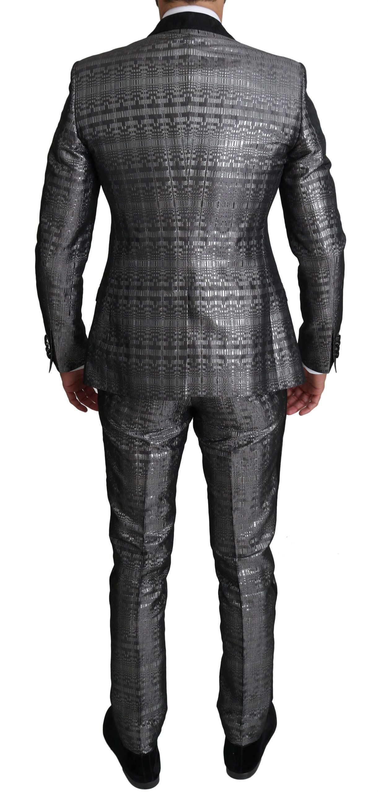 Elegant Silver Patterned Men's Suit