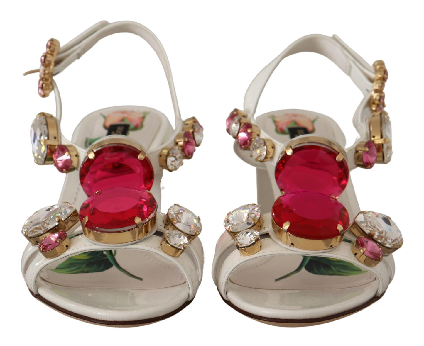 Elegant Strappy Sandals with Pink Roses and Crystals