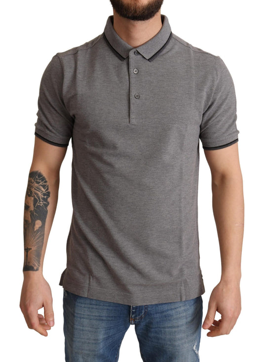 Elegant Gray Polo T-Shirt with Logo Detail