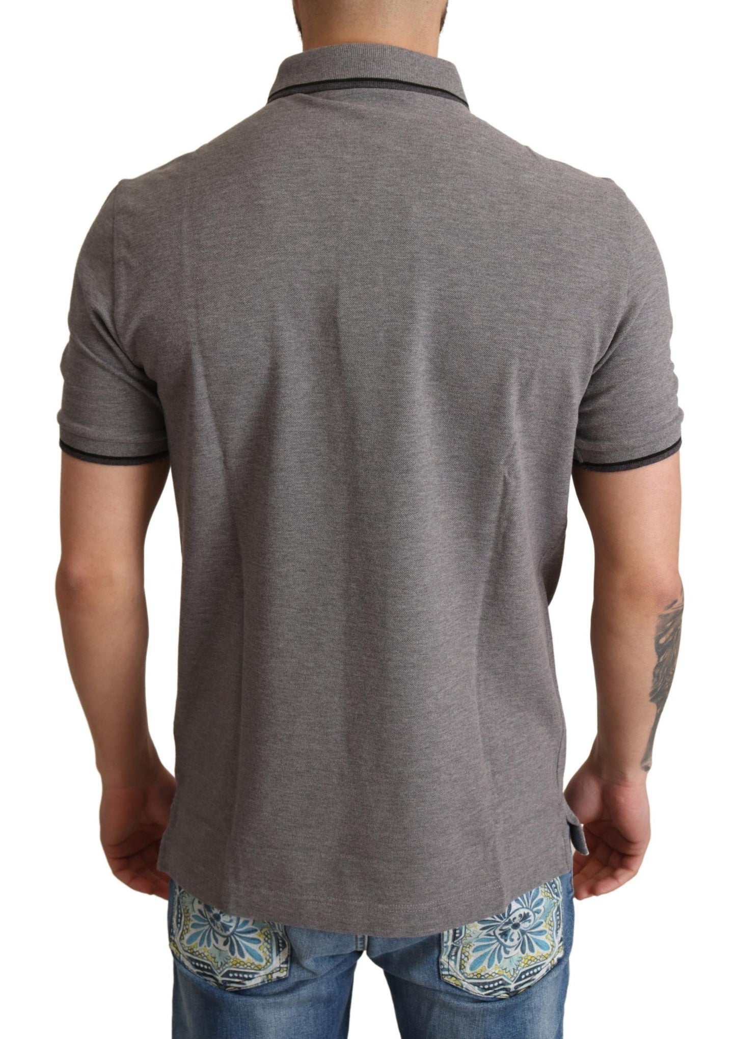 Elegant Gray Polo T-Shirt with Logo Detail