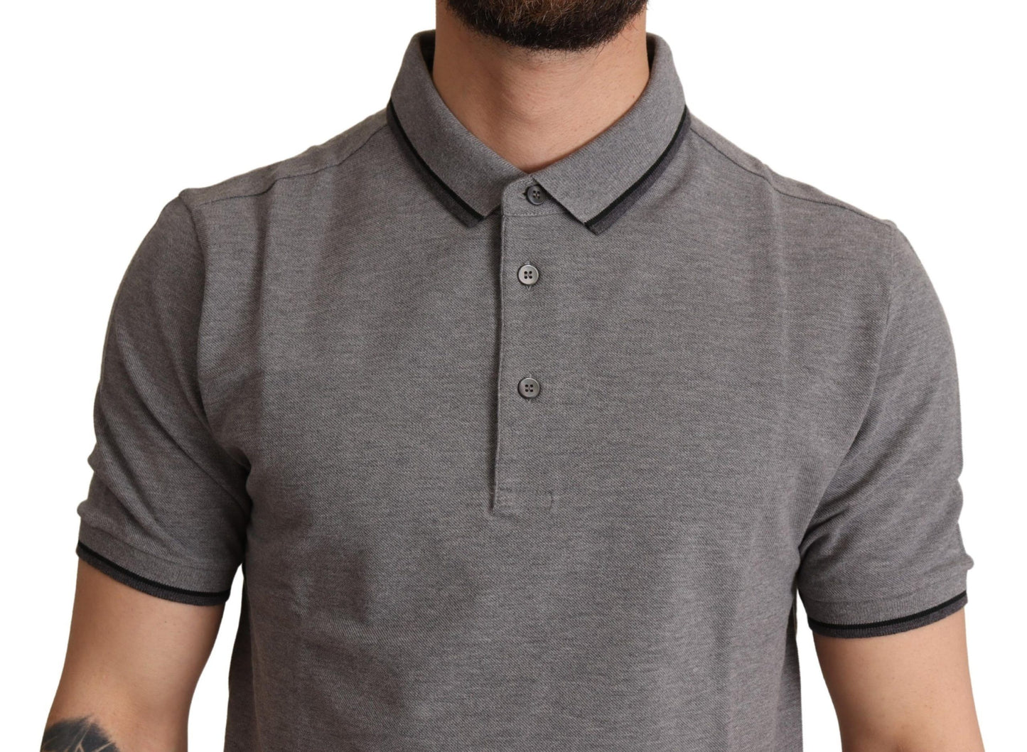 Elegant Gray Polo T-Shirt with Logo Detail