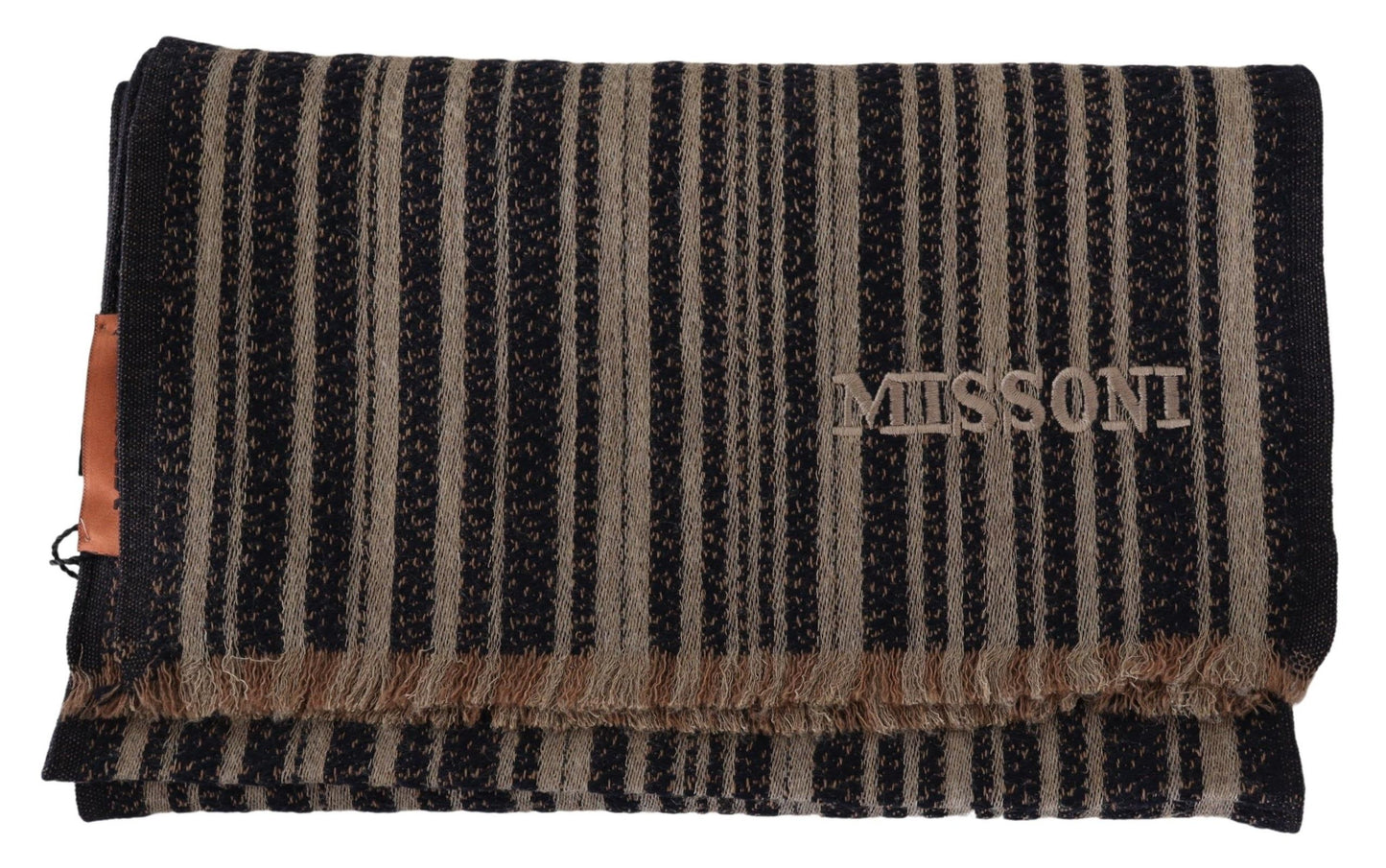 Elegant Multicolor Wool Scarf with Logo Embroidery