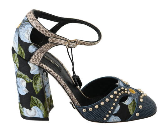 Multicolor Floral Ankle Strap Heels