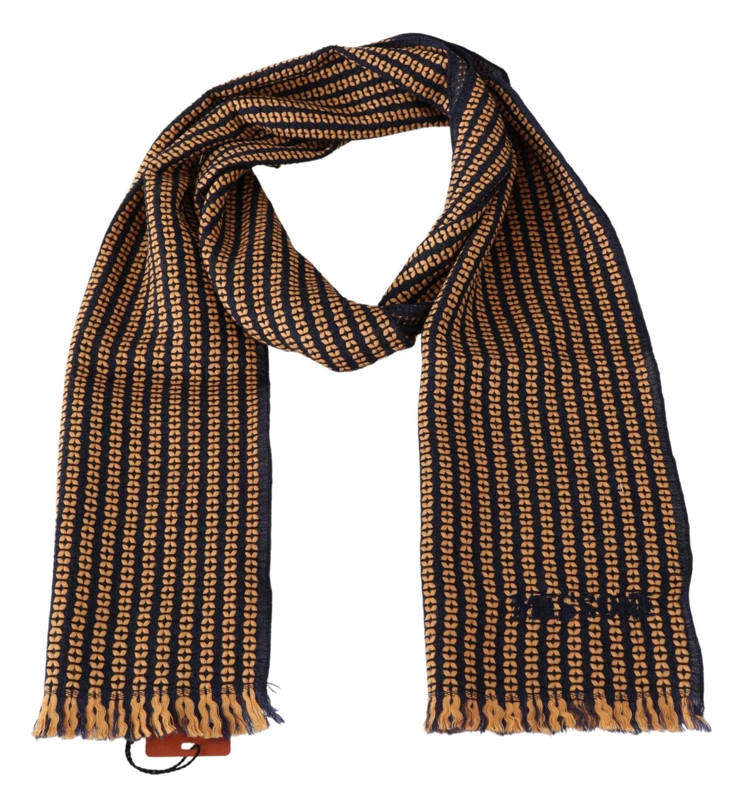 Elegant Wool Patterned Scarf with Fringes