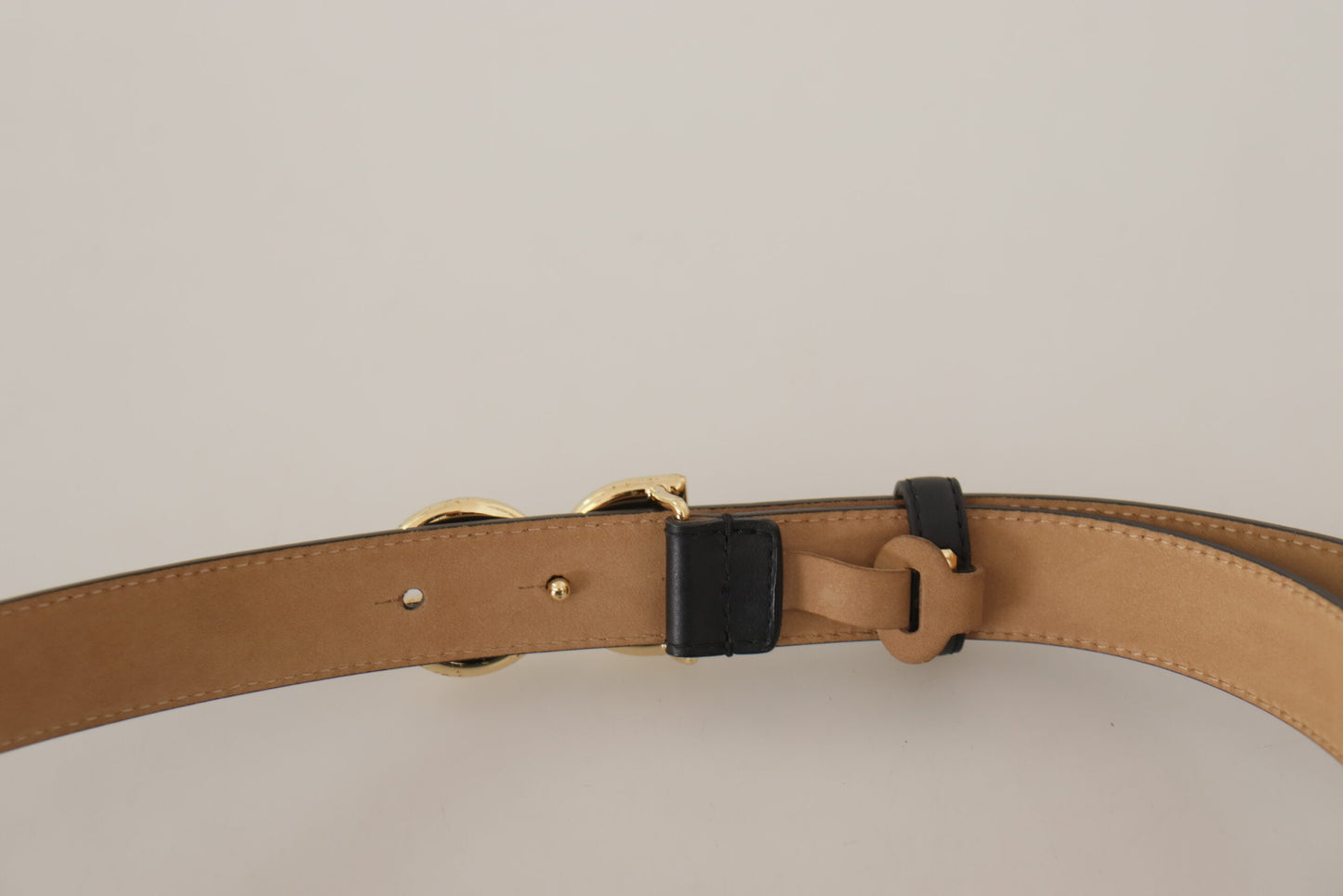 Elegant Black Leather Belt with Logo Buckle