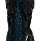 Elegant Blue Leopard Print Silk Shawl